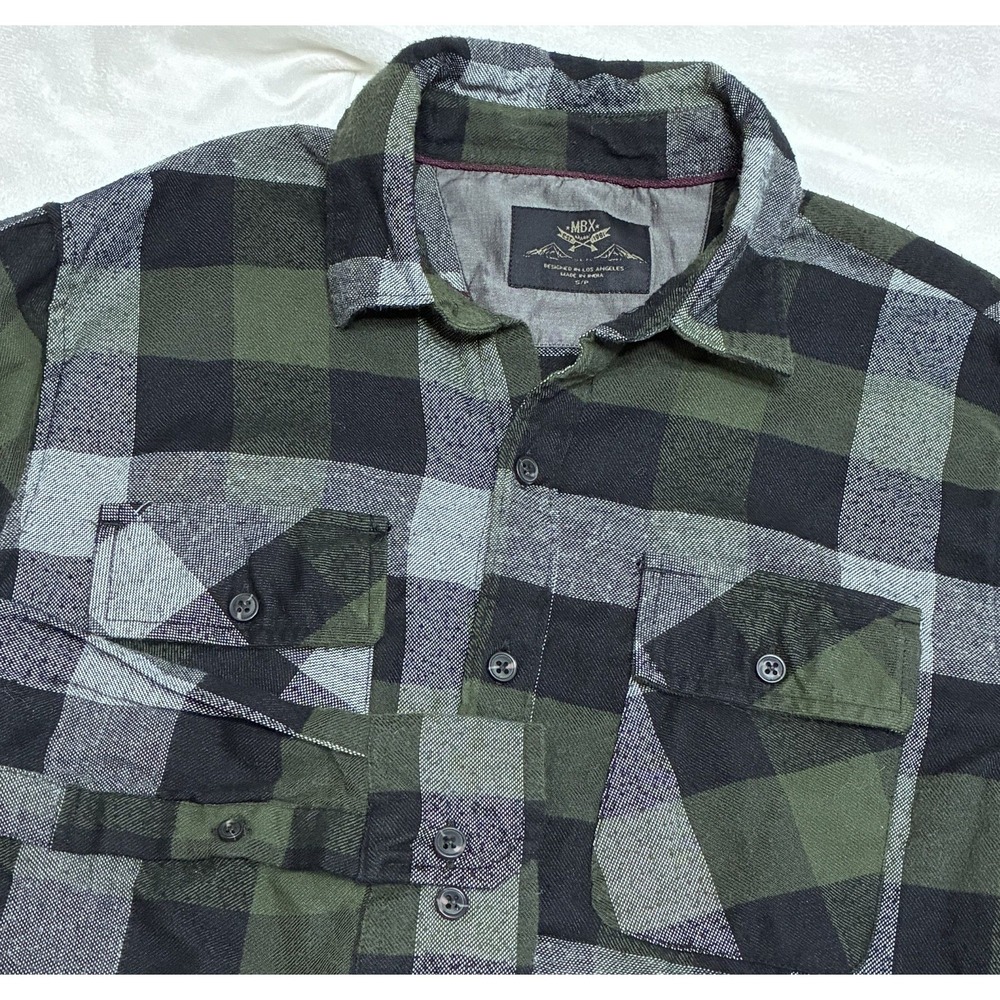 MBX Flannel Shirt Mens S Flannel Plaid Button Up Outdoors Cabincore Cowboy